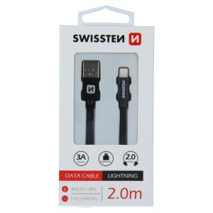 DATOVÝ KABEL TEXTILE USB / LIGHTNING 2,0 M ČERNÝ