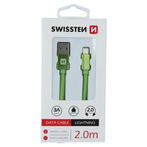 DATOVÝ KABEL TEXTILE USB / LIGHTNING 2,0 M ZELENÝ