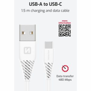 DATOVÝ KABEL USB / USB-C BÍLÝ 1,5 M (7mm)
