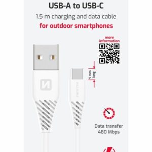 DATOVÝ KABEL USB / USB-C BÍLÝ 1,5 M (9mm)