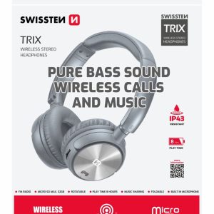 BLUETOOTH STEREO SLUCHÁTKA TRIX STŘÍBRNO/ŠEDÁ