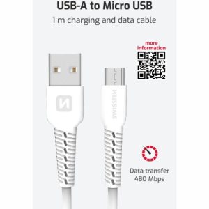 DATOVÝ KABEL USB / MICRO USB 1,0 M BÍLÝ
