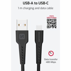 DATOVÝ KABEL USB / USB-C 1,0 M ČERNÝ