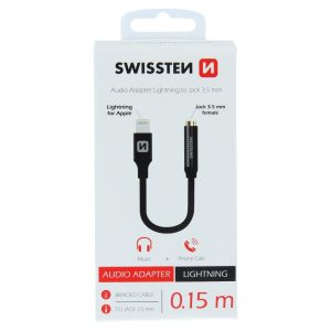 AUDIO ADAPTÉR TEXTILE LIGHTNING /JACK(samice) 0,15 M ČERNÝ