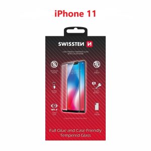 SKLO FULL GLUE, COLOR FRAME, CASE FRIENDLY PRO APPLE IPHONE 11 ČERNÉ