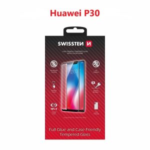 SKLO FULL GLUE, COLOR FRAME, CASE FRIENDLY PRO HUAWEI P30 ČIERNE