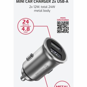 CL ADAPTÉR 2x USB 4,8A METAL STŘÍBRNÝ