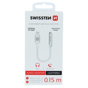 AUDIO ADAPTÉR TEXTILE LIGHTNING / JACK (samica) 0,15 m, strieborný