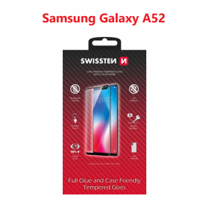 SKLO FULL GLUE, COLOR FRAME, CASE FRIENDLY PRO SAMSUNG A525 GALAXY A52 ČIERNE