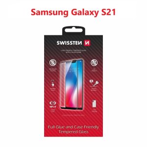 SKLO FULL GLUE, COLOR FRAME, CASE FRIENDLY PRO SAMSUNG G991 GALAXY S21 ČIERNE