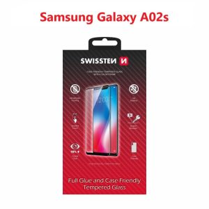 SKLO FULL GLUE, COLOR FRAME, CASE FRIENDLY PRO SAMSUNG A025 GALAXY A02s ČERNÉ