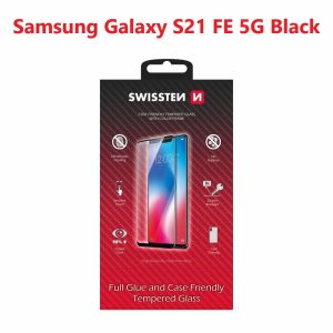 SKLO FULL GLUE, COLOR FRAME, CASE FRIENDLY PRO SAMSUNG G990 GALAXY S21 FE 5G ČIERNE