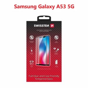 SKLO FULL GLUE, COLOR FRAME, CASE FRIENDLY PRO SAMSUNG A536 GALAXY A53 5G ČIERNE