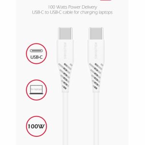 DATOVÝ KABEL TPE USB-C/USB-C POWER DELIVERY 5A (100W) 2,5 M BÍLÝ