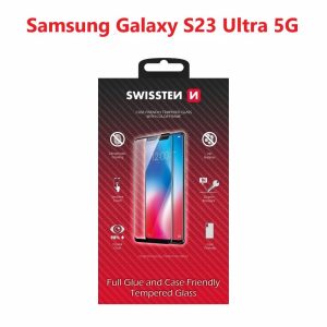 SKLO FULL GLUE, COLOR FRAME, CASE FRIENDLY PRO SAMSUNG S918 GALAXY S23 ULTRA 5G ČIERNE