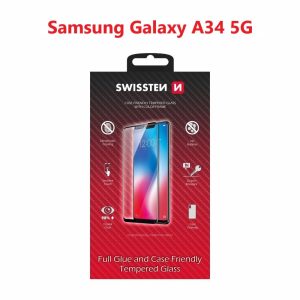 SKLO FULL GLUE, COLOR FRAME, CASE FRIENDLY PRO SAMSUNG A346 GALAXY A34 5G ČIERNE
