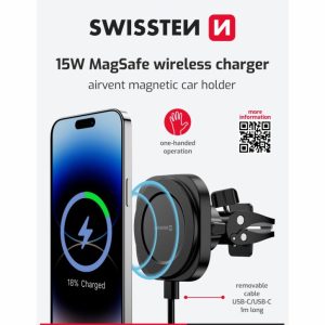 MAGNETICKÝ DRŽÁK DO VENTILACE AUTA MAGSTICK COMPACT S BEZDRÁTOVÝM NABÍJENÍM 15W/7,5W (kompatibilní s MagSafe)