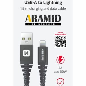 DATOVÝ KABEL ARAMID REINFORCED USB / LIGHTNING 1,5 M ANTRACIT