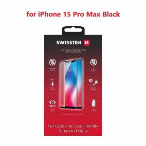 SKLO FULL GLUE, COLOR FRAME, CASE FRIENDLY PRO APPLE IPHONE 15 PRO MAX ČIERNE
