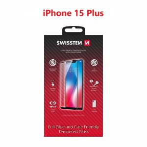 SKLO FULL GLUE, COLOR FRAME, CASE FRIENDLY PRO APPLE IPHONE 15 PLUS ČIERNE