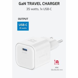 SÍŤOVÝ ADAPTÉR GaN 1x USB-C 35W POWER DELIVERY BIELY