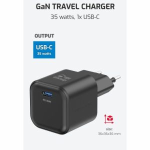 SÍŤOVÝ ADAPTÉR GaN 1x USB-C 35W POWER DELIVERY ČIERNY