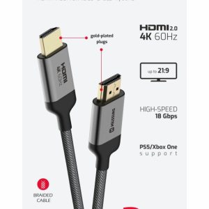 KABEL HDMI NA HDMI 4K 60Hz 3,0 M NYLON