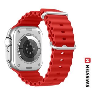 ŘEMÍNEK PRO APPLE WATCH SILIKONOVÝ - MARINE STRAPS 42 / 44 / 45 / 49 mm ČERVENÝ