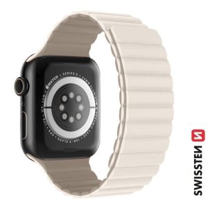 ŘEMÍNEK PRO APPLE WATCH SILIKONOVÝ - MAGNETIC 38 / 40 / 41 mm BÍLÁ / CAPPUCCINO