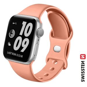 ŘEMÍNEK PRO APPLE WATCH SILIKONOVÝ 42 / 44 / 45 / 49 mm ORANŽOVĚ RŮŽOVÝ