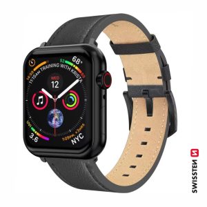 REMIENOK PRO APPLE WATCH KOŽENÝ 42 / 44 / 45 / 49 mm ČIERNY (čierna spona a čierne poutko)