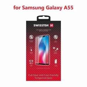 SKLO FULL GLUE, COLOR FRAME, CASE FRIENDLY PRO SAMSUNG A556 GALAXY A55 ČIERNE