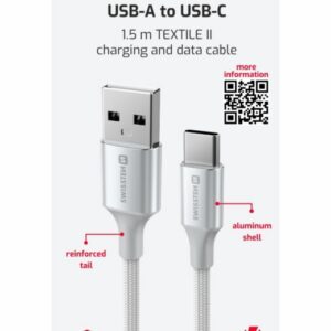 DATOVÝ KABEL TEXTILE II USB / USB-C 1,5 M BÍLÝ