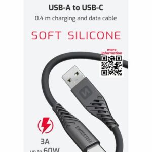 DATOVÝ KABEL SOFT SILICONE USB / USB-C 0,4 M ČERNÝ