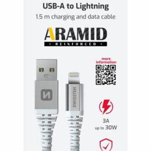 DATOVÝ KABEL ARAMID REINFORCED USB / LIGHTNING 1,5 M BÍLÝ