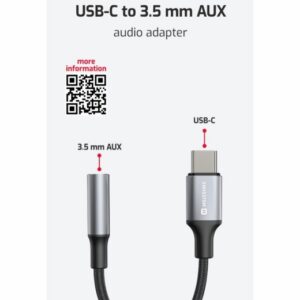 AUDIO ADAPTÉR TEXTILE USB-C (samec) / 3,5mm AUX 0,15 M ČERNÝ