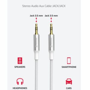 AUDIO KABEL TEXTILE JACK (samec) / JACK (samec) 1,5 M BÍLÝ