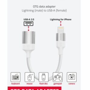 OTG ADAPTÉR TEXTILE LIGHTNING (samec) / USB-A (samice) 0,12 M BÍLÝ