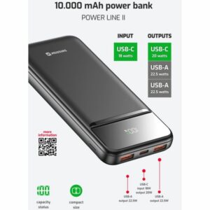 POWER BANK 10000 mAh POWER LINE II ČERNÁ