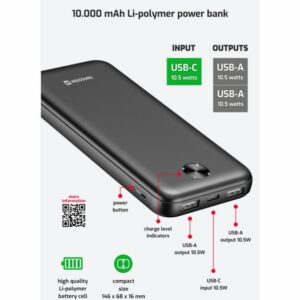 POWER BANK 10000 mAh WORX PRO ČERNÁ