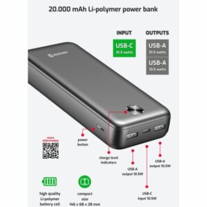 POWER BANK 20000 mAh WORX PRO ČERNÁ