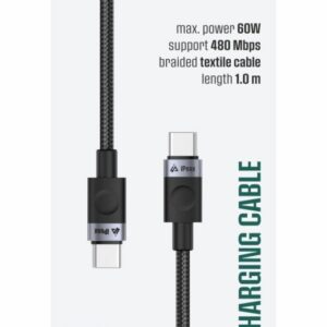 iPEAX TEXTILNÍ KABEL USB-C / USB-C 1M, USB 2.0 ČERNÝ