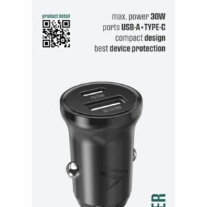 iPEAX AUTONABÍJEČKA CL-04, PD, 30W, USB-C + USB-A ČERNÁ