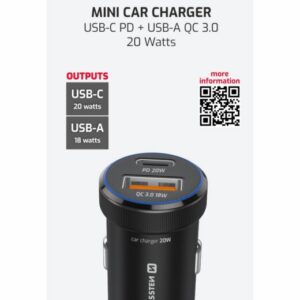 CL ADAPTÉR PD USB-C PD + USB-A, 20W ČERNÝ