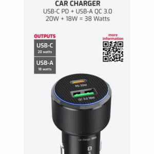 CL ADAPTÉR USB-C PD + USB-A, 38W ČIERNY