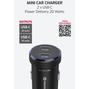 CL ADAPTÉR 2x USB-C PD, 20W ČERNÝ