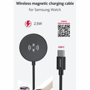 MAGNETICKÝ KABEL PRO SAMSUNG GALAXY WATCH, USB-C 1.2 M ČERNÝ