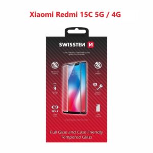 SKLO FULL GLUE, COLOR FRAME, CASE FRIENDLY PRO XIAOMI REDMI 15C 5G / 4G ČIERNE
