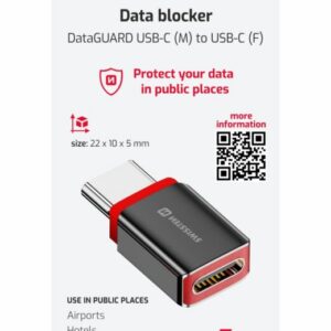 NABÍJECÍ ADAPTÉR S BLOKACÍ DAT DataGUARD USB-C (samec) / USB-C (samice) ČERNÝ