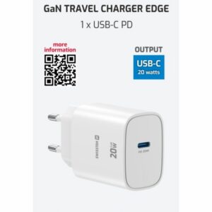 SÍŤOVÝ ADAPTÉR EDGE GaN 1x USB-C PD 20W BÍLÝ